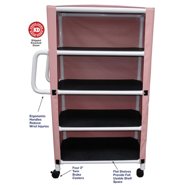Mjm Internaitonal Four Shelf Wide Linen Cart, Standard Mesh - Black - 332-4C-SM-BK