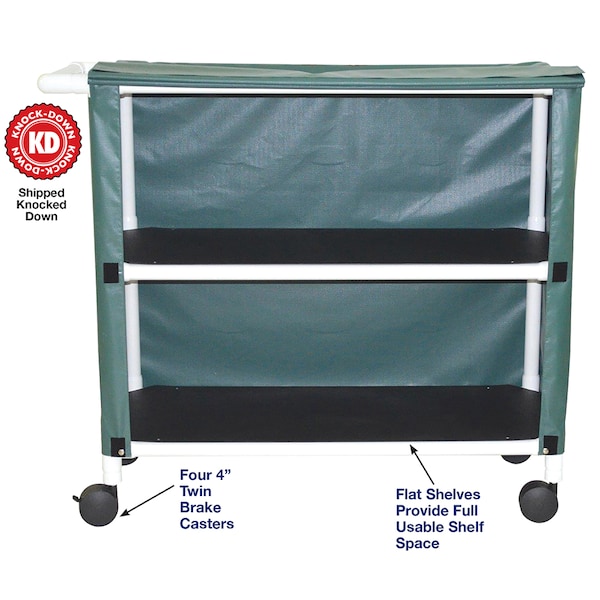 Mjm Internaitonal Two Shelf X-Wide Linen Cart, Standard Mesh - Yellow - 345-2C-SM-YL