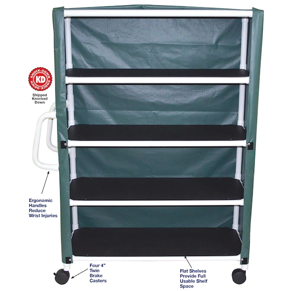 Mjm Internaitonal Jumbo Four Shelf Linen Cart, Standard Mesh - Grey - 350-4C-SM-GY