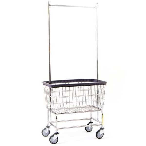 R&B Wire Products Wire Utility Cart with Double Pole Rack, 4.5 Bushel, Chrome - 200CFC56C