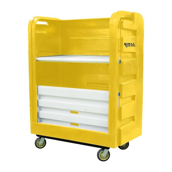 Royal Basket Trucks Linen Cart, Molded Plastic Shelves - G48-YLX-TPC-6UNN