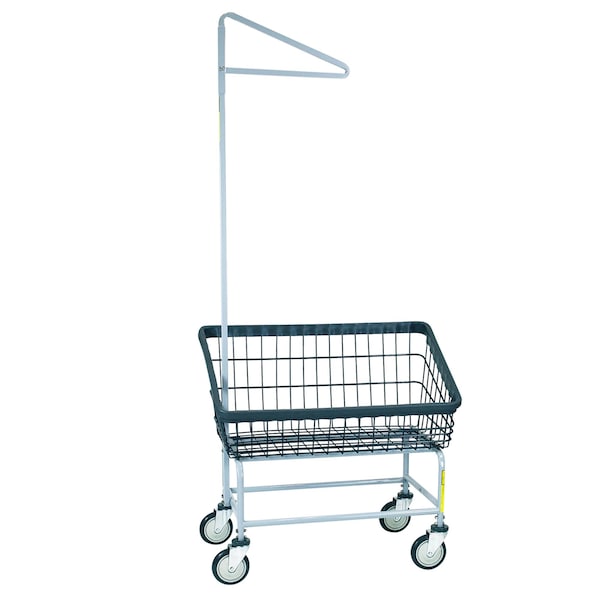 R&B Wire Products Dura-Seven Large Front Load Wire Laundry Cart with Single Pole Rack, 3.75 Bushel - 200S91/D7