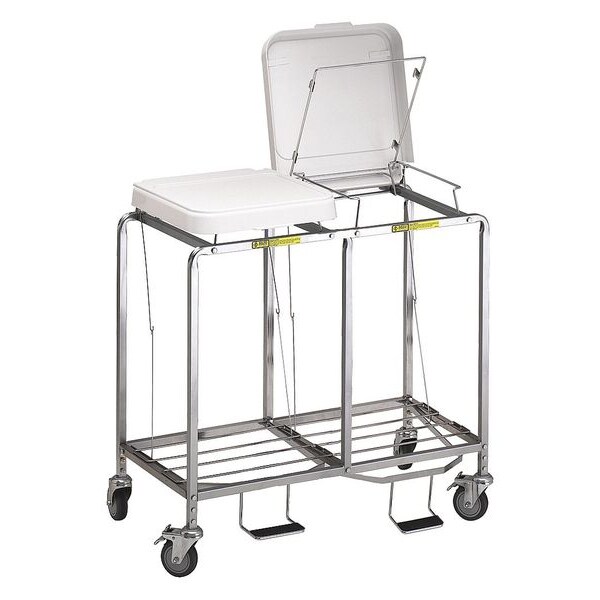R&B Wire Products Double "Easy Access" Hamper with Foot Pedal, No Bag - 674NB