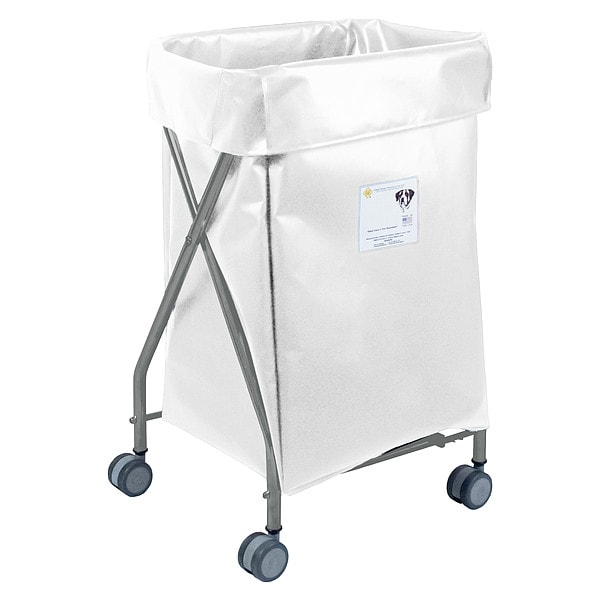R&B Wire Products Narrow Collapsible Hamper, 5 Bushel Capacity, White Vinyl - 654WHT