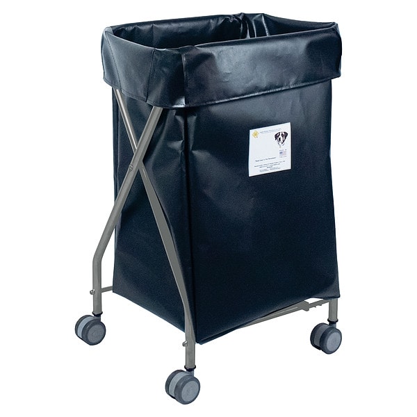 R&B Wire Products Wide Collapsible Hamper, 5 Bushel Capacity, Black Vinyl - 655BLK