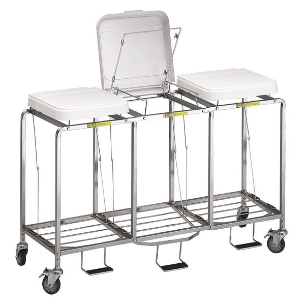 R&B Wire Products Triple "Easy Access" Hamper with Foot Pedal, No Bag - 676NB