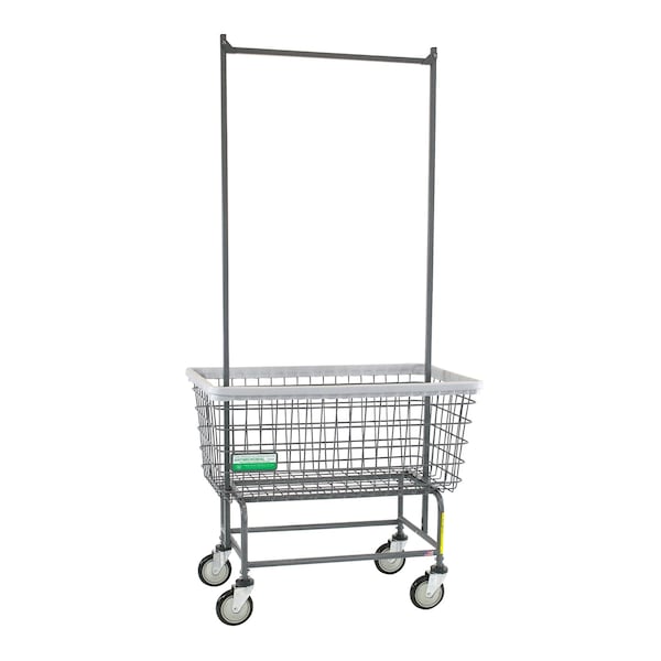 R&B Wire Products Antimicrobial Wire Utility Cart with Double Pole Rack, 6 Bushel - 201H56/ANTI