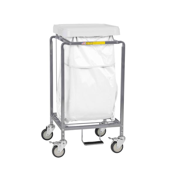 R&B Wire Products Single "Leakproof" Hamper with Foot Pedal, White Bag - 682W