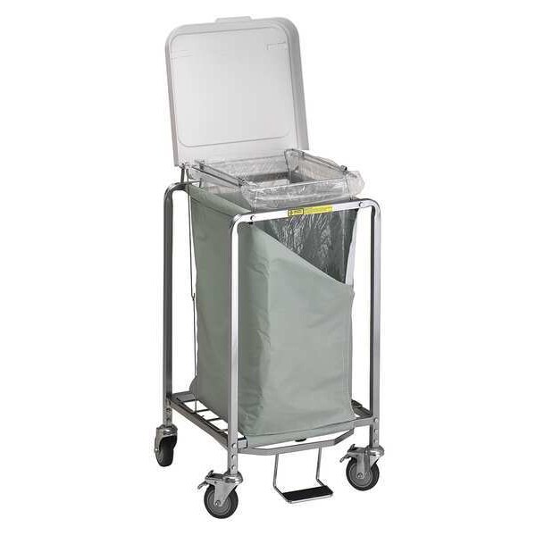 R&B Wire Products Single "Easy Access" Hamper with Foot Pedal, White Bag - 672W