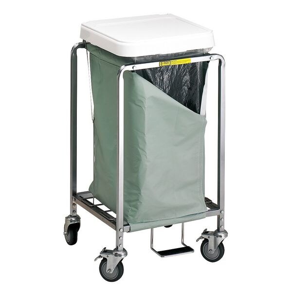 R&B Wire Products Single "Easy Access" Hamper with Foot Pedal, White Bag - 672W