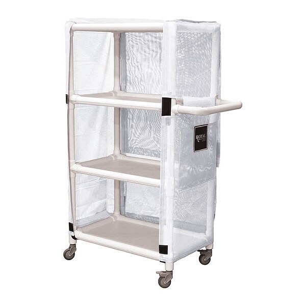 Royal Basket Trucks PVC Cart, 24", 3 Shlf, White Mesh - R24-WWX-L3A-3ULN