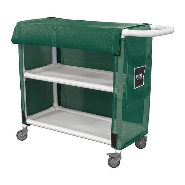 Royal Basket Trucks PVC Cart, 42", 2 Shlf, Green Mesh - R42-EEX-L2A-3ULN