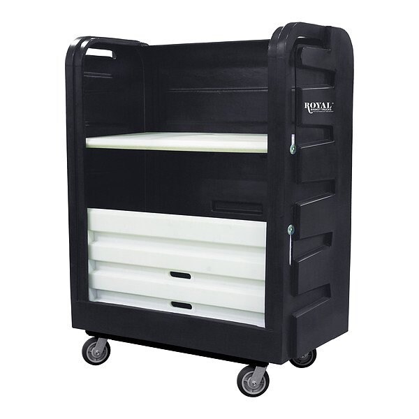 Royal Basket Trucks Linen Cart, Molded Plastic Shelves - G48-BKX-TPC-6UNN