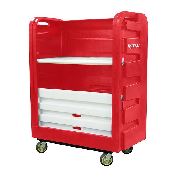 Royal Basket Trucks Linen Cart, Molded Plastic Shelves - G48-RDX-TPA-6UNN