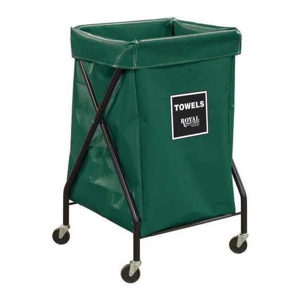 Royal Basket Trucks X-Frame Cart, 6 Bu, GN Vinyl, Towels - R06-EEX-XTA-3ONN