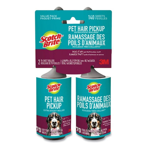 Scotch-Brite Pet Hair Pickup Lint Roller, 70 Sheets/Roller, 2PK - 7100291933