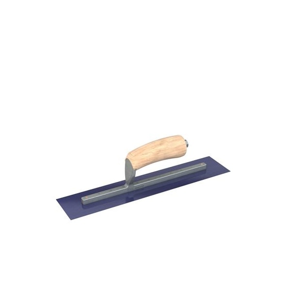 Bon Tool Ultra Flex Blue Steel Finishing Trowel - Sqaure End - 14" x 3" with Camel Back Wood Handle - 66-320
