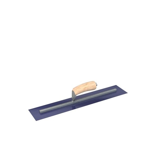 Bon Tool Ultra Flex Blue Steel Finishing Trowel - Sqaure End - 20" x 4" with Camel Back Wood Handle - 66-327