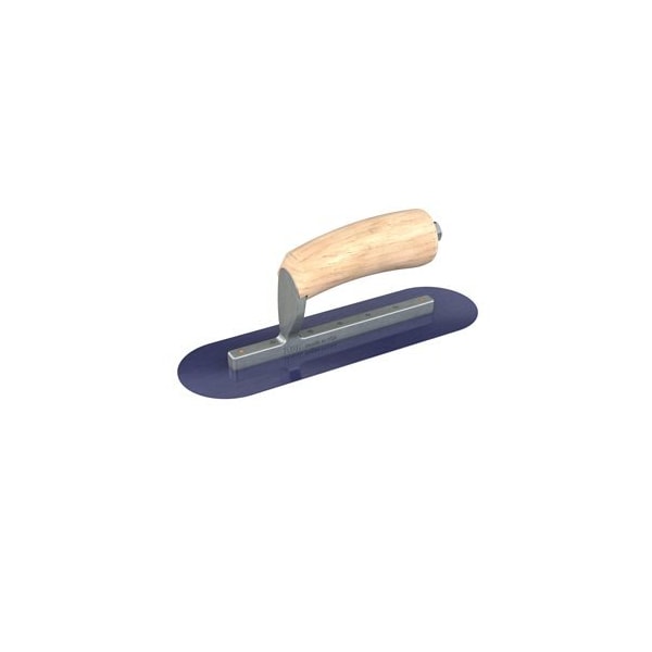 Bon Tool Blue Steel Finishing Trowel - Round End - 10" x 3" with Camel Back Wood Handle - 66-147