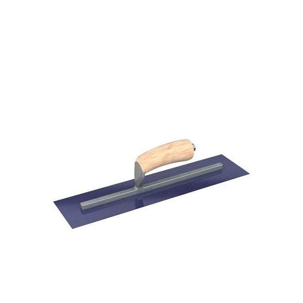 Bon Tool Ultra Flex Blue Steel Finishing Trowel - Sqaure End - 16" x 4" with Camel Back Wood Handle - 66-323