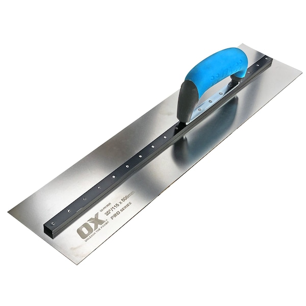 Ox Tools Pro SST Square Cement Finishing Trowel - OX Grip | 4.5" x 20" / 115mm x 508mm - OX-P018820