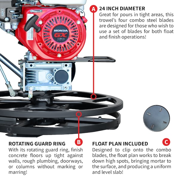 Tomahawk Power 24in Power Trowel Honda Edger - TPT24H