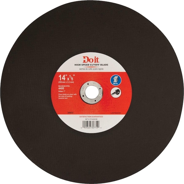 All-Source Tipo 1 Disco de Corte de Metal de 14 pulgadas x 1/8 pulgadas x 1 pulgada - 974460DB