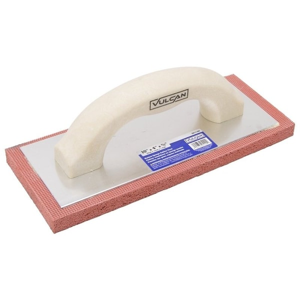 Vulcan Masonry Float, 10in L Blade, 4in W Blade, 5/8 in Thick Blade, Molded Sponge Rubber Blade, Plastic Handle - 16040