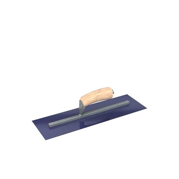 Bon Tool Ultra Flex Blue Steel Finishing Trowel - Sqaure End - 16" x 5" with Camel Back Wood Handle - 66-324
