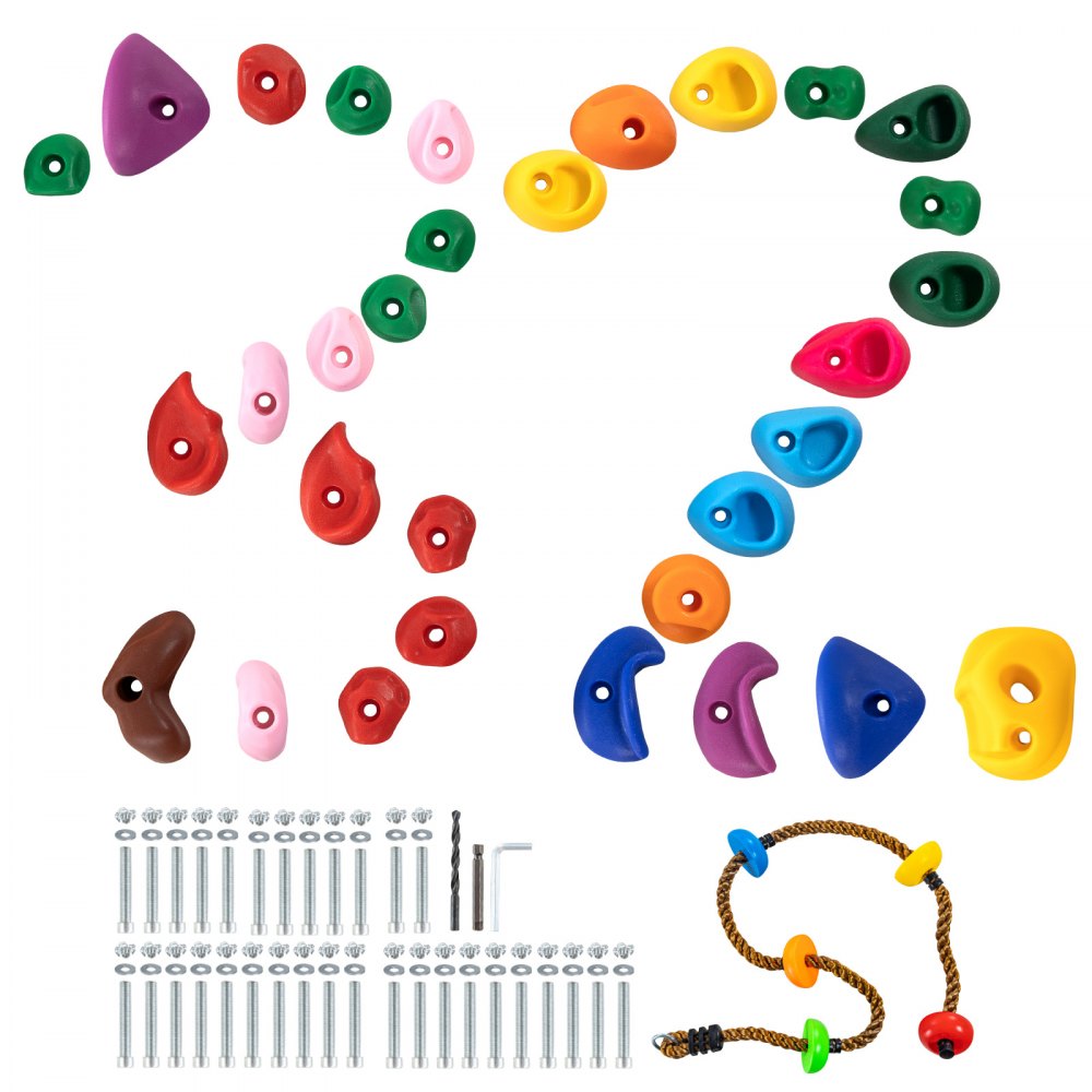 VEVOR 32 Rock Climbing Holds Climbing Rocks with Colored Climbing Rope Hardware - PYZJTZ32PCSWYCNHMV0