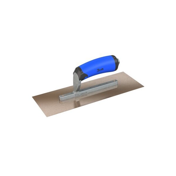Bon Tool Golden Stainless Steel Finishing Trowel - Square End-Short Shank -11-1/2"x4-1/2"-Comfort Wave Handle - 67-138