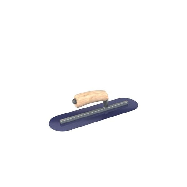 Steel City Trowels By Bon Bon 66-151 Finish Trowel, Round, Blue Steel, 14 X 4, Wood - 66-151