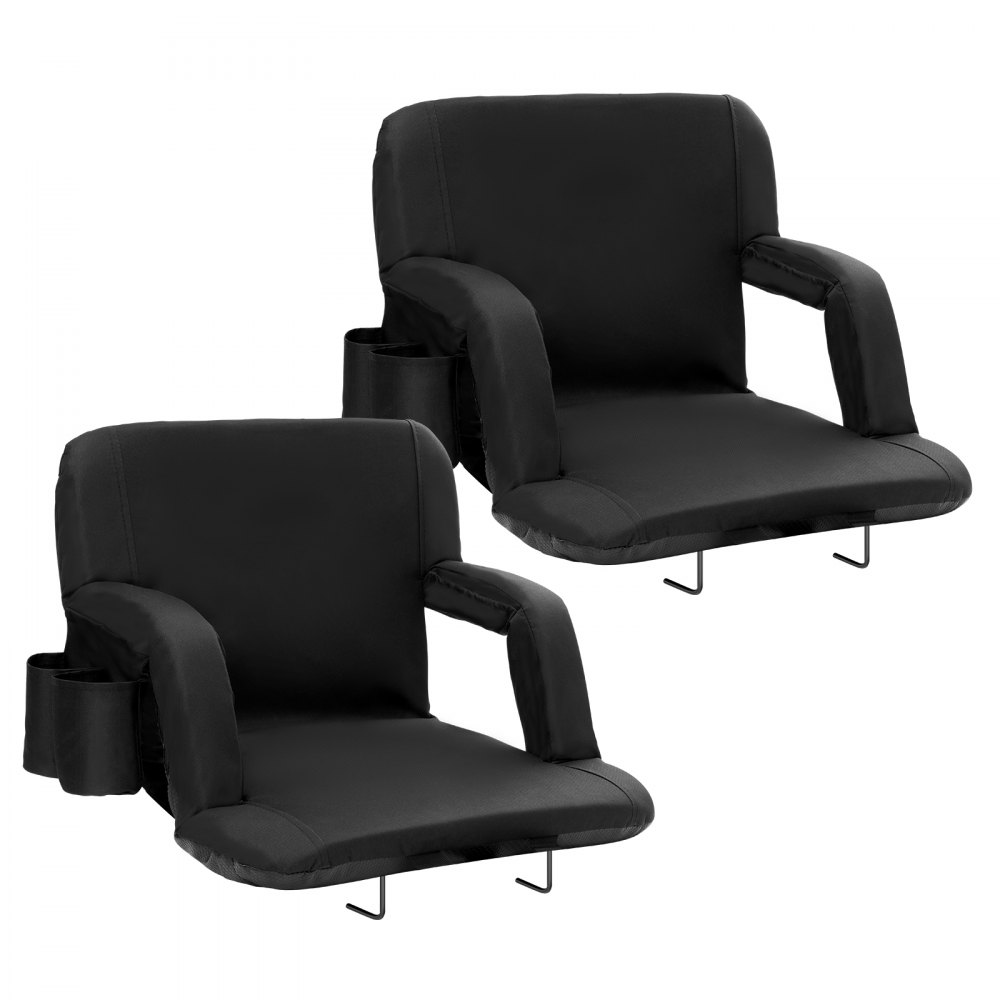 VEVOR Stadium Seat with Back Support, Wide Bleacher Seat Backs, Folding Padded Cushion Stadium Chair, Portable Reclining Chairs with Hook Pocket Cupholder, Ideal for Sport Event Beach Concert (2 Set) - XYTYGZYHMD2PW792SV0