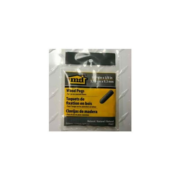 M-D M-D Wooden Pegs For Concrete Floors, 1-1/4" X 3/8" Dia., Unfinished - 95661