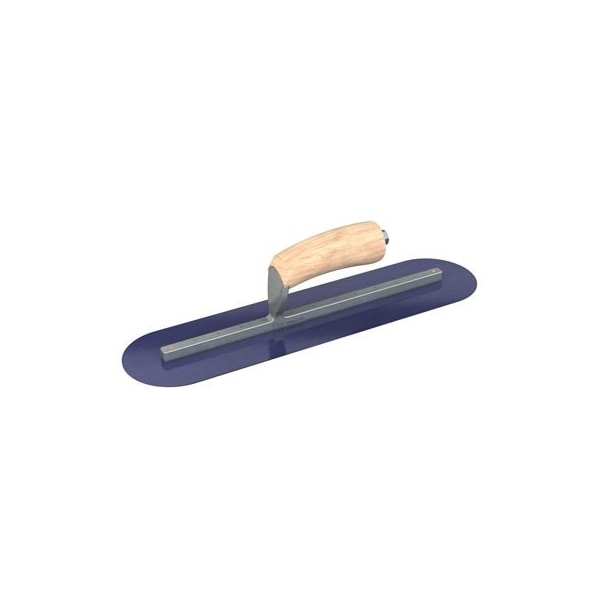 Bon Tool Blue Steel Finishing Trowel - Round End - 16" x 3" with Camel Back Wood Handle - 66-157