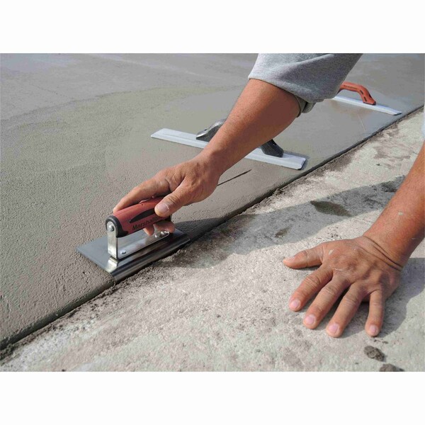 Marshalltown High Carbon Steel Hand Edger, Concrete Edger, Curved End Edger, 6 x 4 inch Edger, 3/8 in Radius - 156D