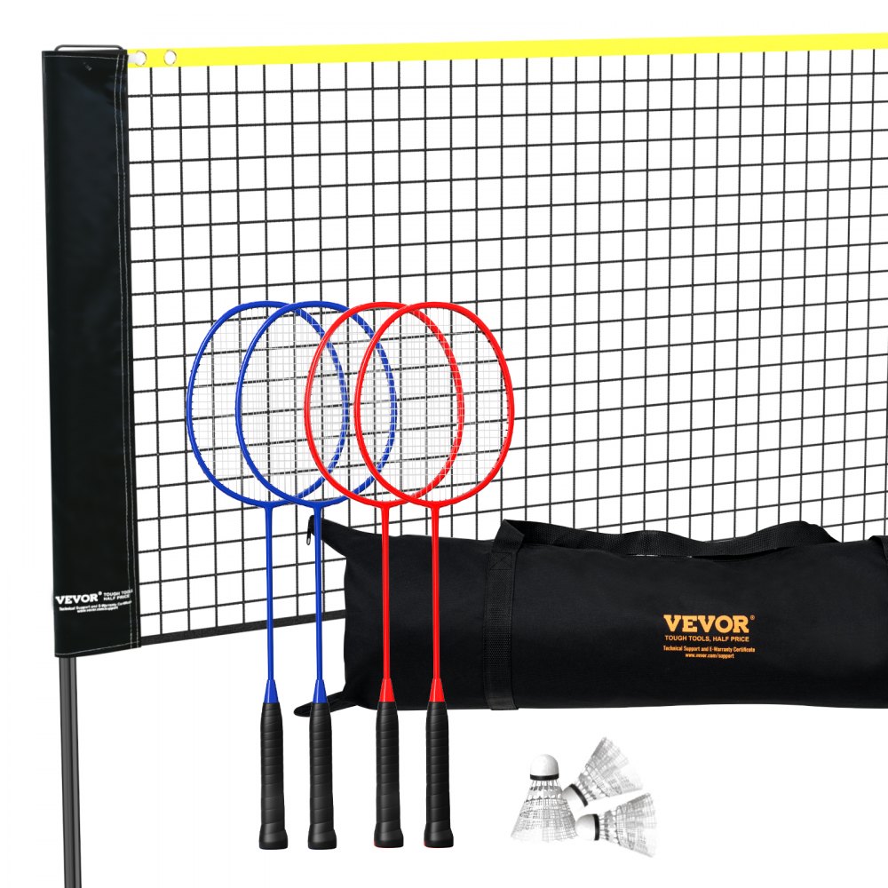 VEVOR Badminton Net, Height Adjustable Volleyball Net, 20ft Wide Foldable Pickleball Net, Portable Tennis Net Set with Poles, Stand, Bag, Rackets, Nylon Shuttlecocks, Kid Backyard Indoor Outdoor Use - ZCGDZYMQWGG392B0IV0