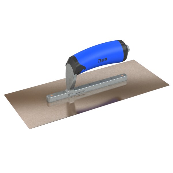Steel City Trowels By Bon Finish Trowel, Sqr, Golden Stainless, 12X5, Comfort Grip, Short Shank - 67-140