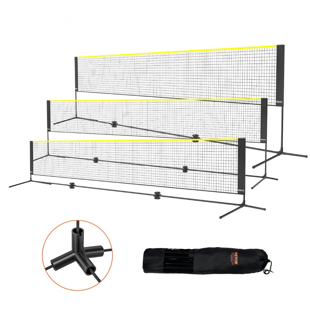 VEVOR Badminton Net, Height Adjustable Volleyball Net, 17ft Wide Foldable Pickleball Net, Portable Easy Setup Tennis Net Set with Poles, Stand and Carry Bag, for Kids Backyard Game Indoor Outdoor Use - ZCGDZYMQW172IS8ZSV0