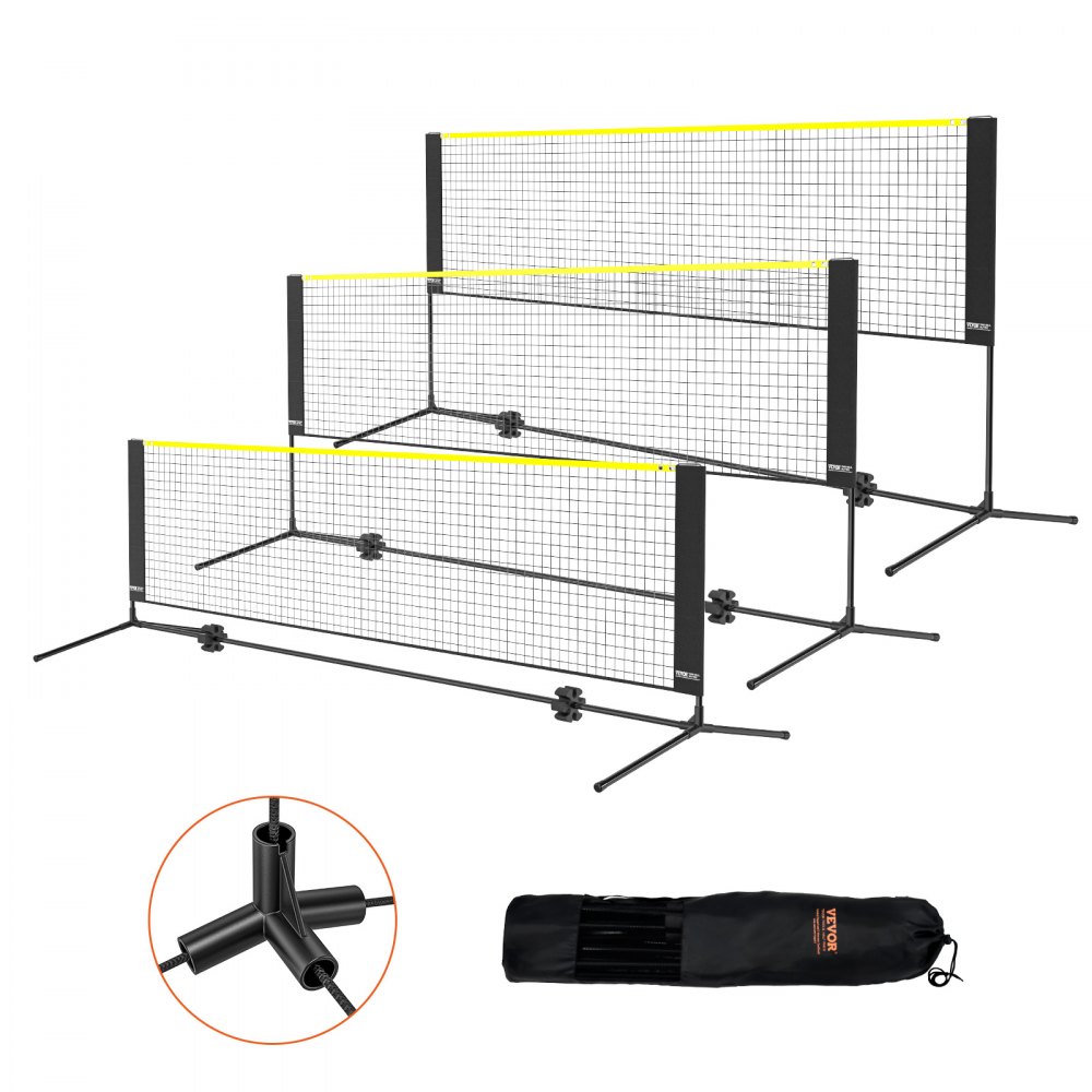VEVOR Badminton Net, Height Adjustable Volleyball Net, 10ft Wide Foldable Pickleball Net, Portable Easy Setup Tennis Net Set with Poles, Stand and Carry Bag, for Kids Backyard Game Indoor Outdoor Use - ZCGDZYMQW1024T4VVV0
