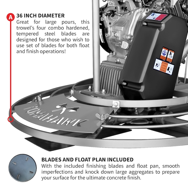 Tomahawk Power 36in Fast Pitch Power Trowel Honda - TPT36FXH-270