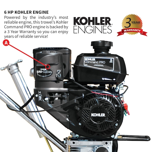Jumping Jack 24" Power Trowel Edger with Kohler Engine for Cement Floor Surfaces - JXPT24K