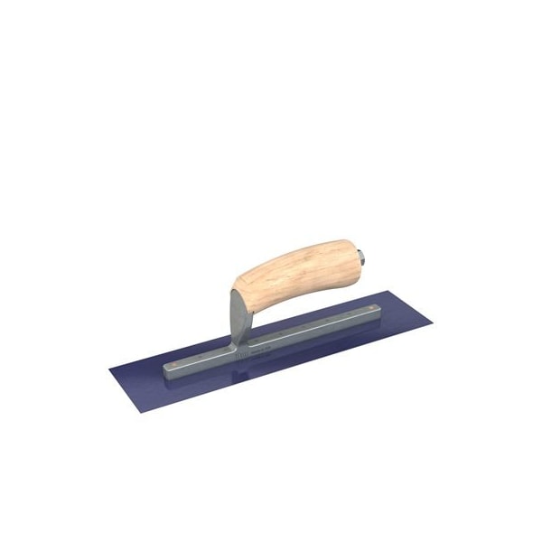 Bon Tool Ultra Blue Steel Finishing Trowel - Sqaure End - 16" x 3" with Camel Back Wood Handle - 66-330