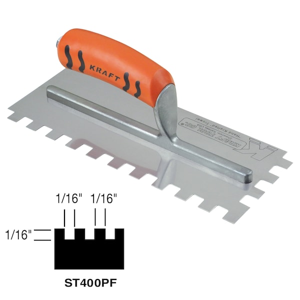 Superior Tile Cutter And Tools Square-Notch Trowe, 1/16" x 1/16" x 1/16 - ST400PF