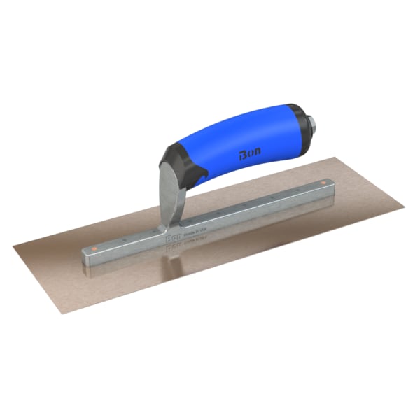 Steel City Trowels By Bon Finish Trowel, Square, Golden Stainless, 12 X 4, Comfort Grip - 67-121