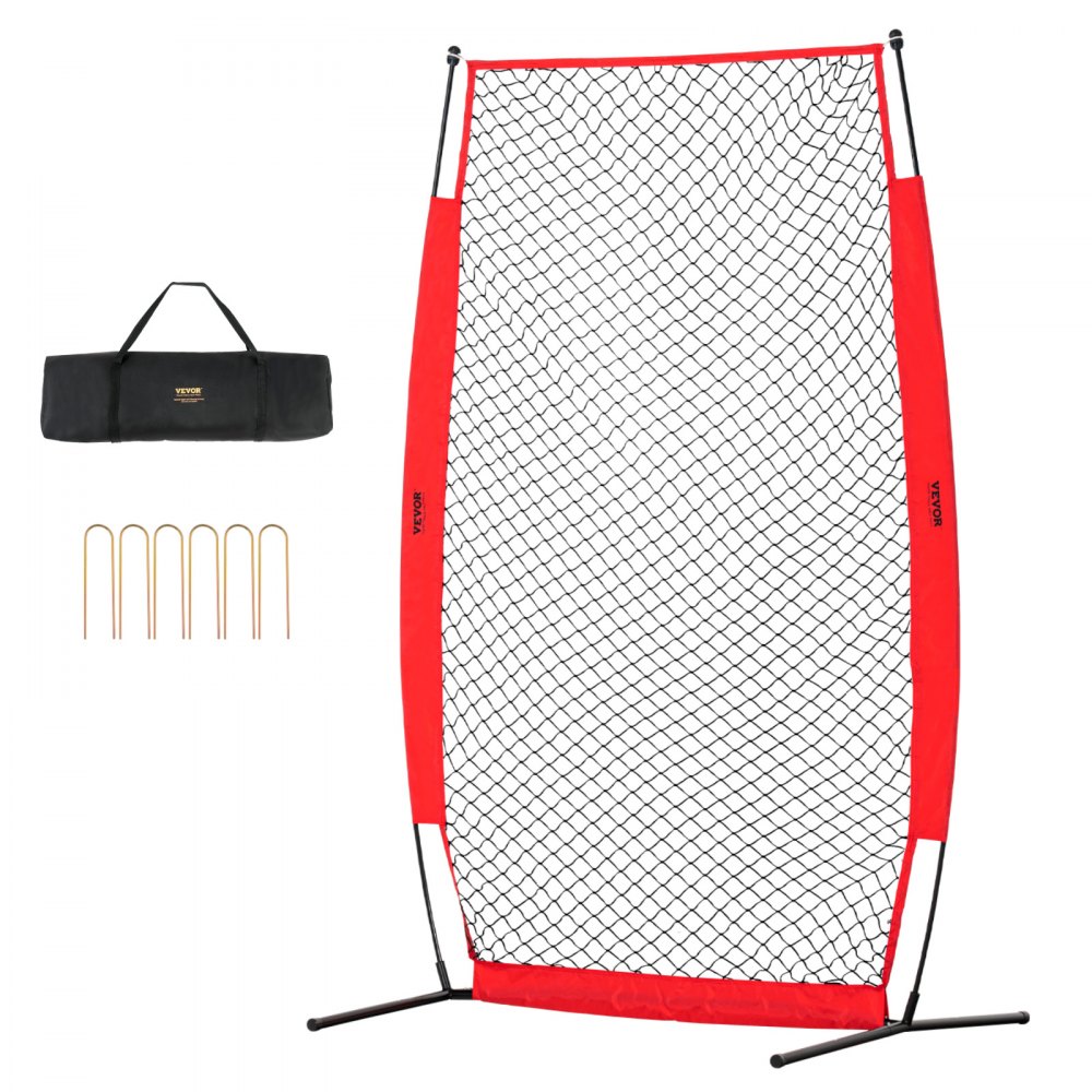 VEVOR I Screen Baseball for Batting Cage, 7x4 ft Baseball & Softball Safety Screen, Body Protector Portable Batting Screen with Carry Bag & Ground Stakes, Baseball Pitching Net for Pitchers Protection - TSBHWIXQX74YMKWF6V0