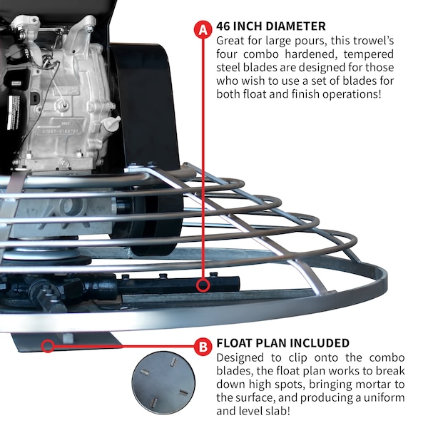 Jumping Jack 46" Power Trowel Edger with Kohler Engine for Cement Floor Surfaces - JXPT46K