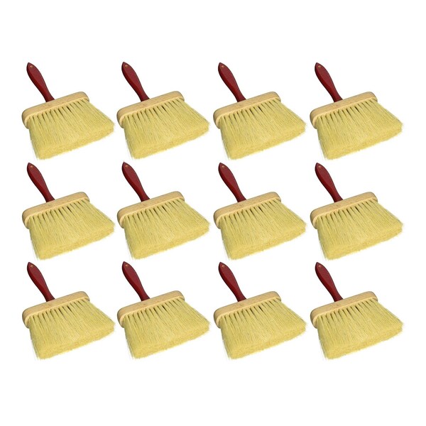 Kraft Tool Co. BL526 6-1/2 in. x 2 in. Jumbo Utility Brush with Fiber Bristles and Red Wood Handle, 12PK - BL526-12