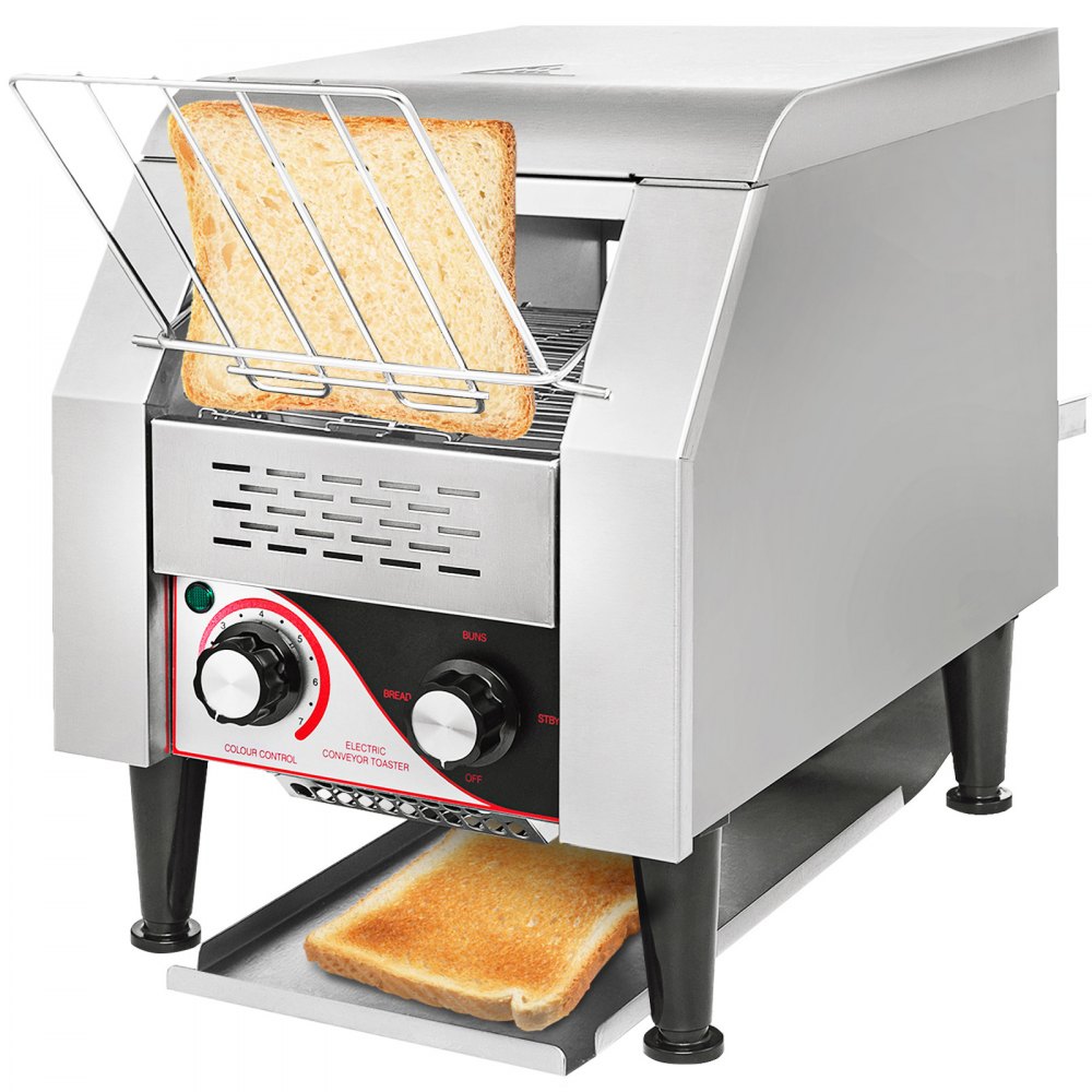 VEVOR Commercial Conveyor Toaster, 150 Slices / Hour, 1340W Stainless Steel Heavy Duty Industrial Toasters w/ 7 Speed Options, Countertop Electric Restaurant Equipment for Bun Bagel Bread Baked Food - KXLSDSLTT-1500000V1