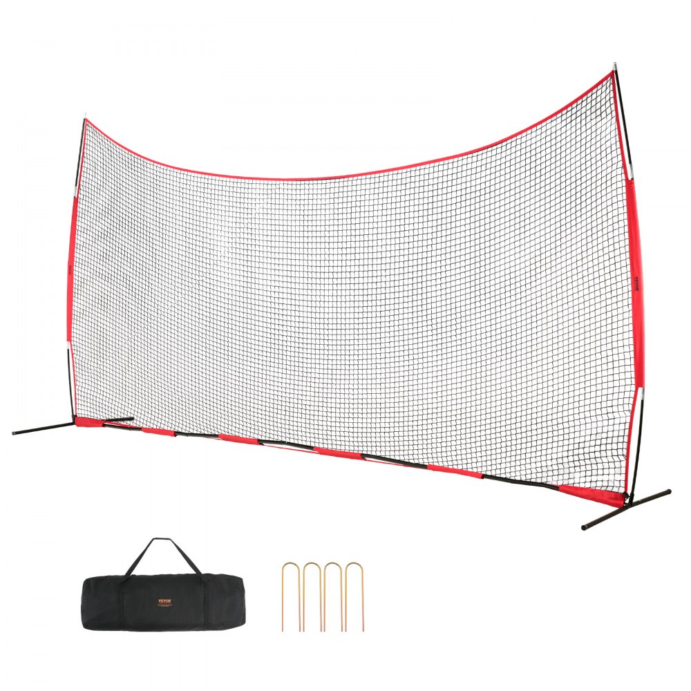 VEVOR Barricade Backstop Net, 20x10 ft Ball Sports Barrier Netting, Portable Practice Equipment with Carry Bag, Protection Screen for Baseball Softball Lacrosse Soccer Hockey Training, for Backyard - DQW2010YC000EHXS0V0